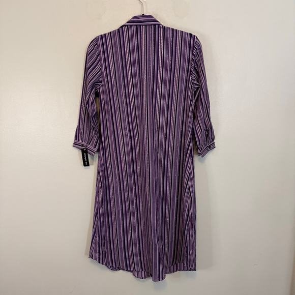 Lilly Collection Shirt Dress Womens S Purple Stripe Button Long Sleeve Midi NWT - Picture 2 of 9